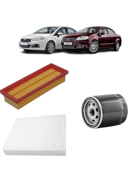 Fiat Linea 3lü Filtre Bakım Seti 1.4 8V 2007 Sonrası KİT1441A
