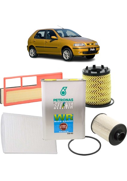 Fiat Palio 4plus Filtre Bakım Seti 1.3 Jtd Multijet Selenia Petronas Yağlı 2003-2012 KİT1529D