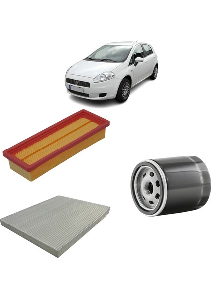 Fiat Punto ve Evo 3lü Filtre Bakım Seti 1.4 Benzinli 2009 Sonrası KİT1569A