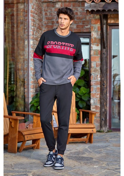 23259 Erkek Eşofman Takımı-Siyah