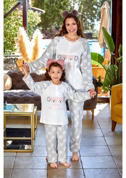 23006 Kadın Uzun Kollu Pijama Takım-Krem fiyatları