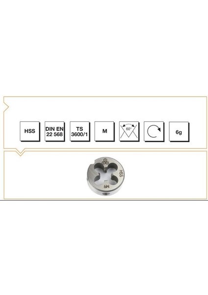 Makine Takım Hss Dın 223/B Metrik Normal Pafta Lokması M6X1.0