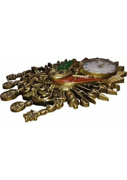 Duvar Saati Osmanlı Devlet Armalı Altın ve Gümüş Rengi 2 Li Set