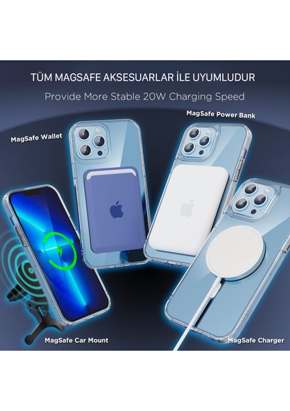 Apple iPhone 13 Pro Kılıf Şeffaf Magsafe Uyumlu Kılıf 6.1 Kamera Korumalı Sararmayan Kapak modelleri