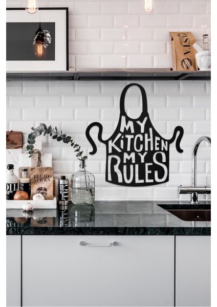 My Kitchen My Rules Temalı Dekoratif Ahşap Tablo fırsatları