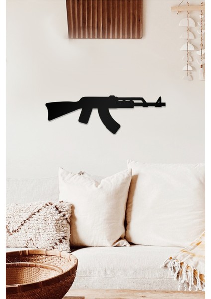 AK47 Temalı Dekoratif Ahşap Tablo