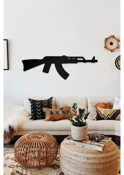 AK47 Temalı Dekoratif Ahşap Tablo