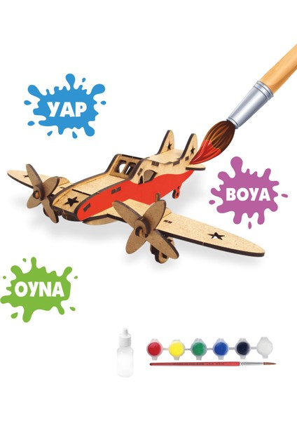 Gösteri Uçağı Ahşap Boyanabilir Stem Set