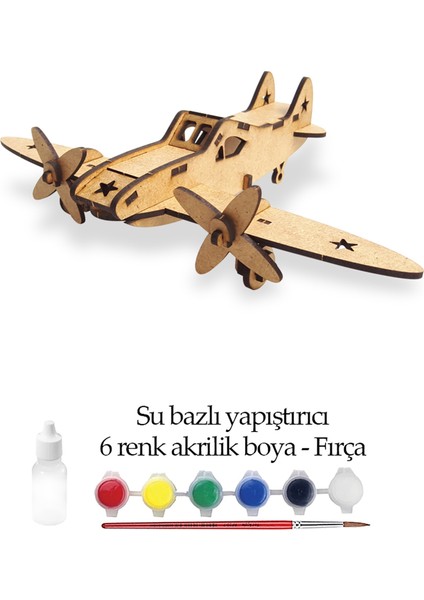 Gösteri Uçağı Ahşap Boyanabilir Stem Set