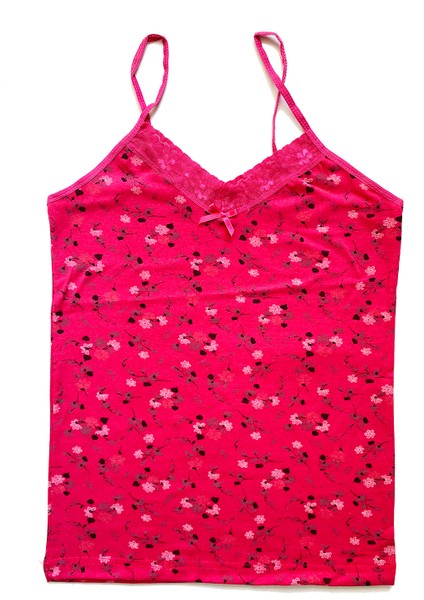 Kadın Askılı Desenli Atlet Dantelli Empirme Pamuklu Penye D3