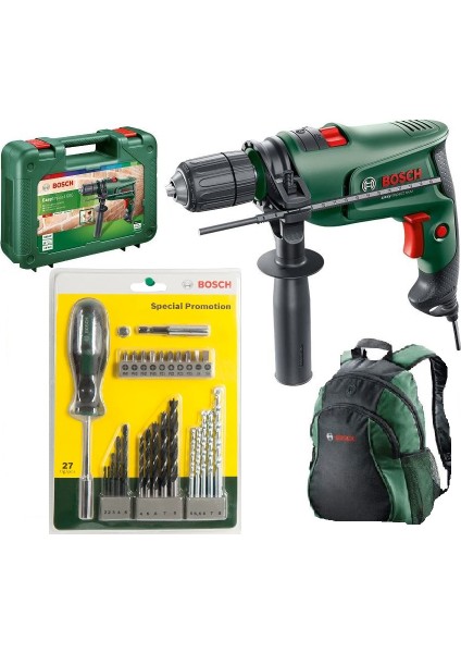 Darbeli Matkap Easyimpact 600 + Bosch 27 Parça Matkap Ucu Vidalama Ucu Tornavida Seti