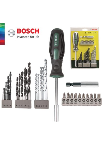 Darbeli Matkap Easyimpact 600 + Bosch 27 Parça Matkap Ucu Vidalama Ucu Tornavida Seti