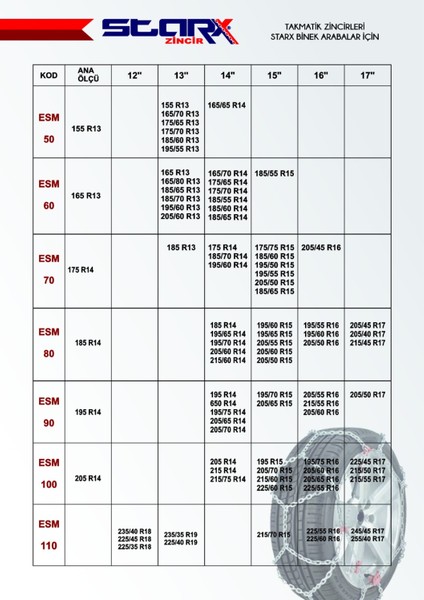 235/60 R16 Takmatik Kar Zinciri Starx