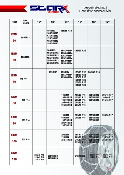 245/45 R18 Takmatik Kar Zinciri Starx fırsatları