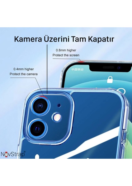 iPhone 14 Uyumlu Kılıf Kamera Üzerini Tam Kapatan Kamera Korumalı Silikon Şeffaf Tıpalı