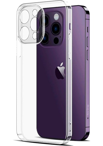 iPhone 14 Pro Max Uyumlu Kılıf 6.7 Kamera Üzerini Tam Kapatan Kamera Korumalı Şeffaf Tıpalı