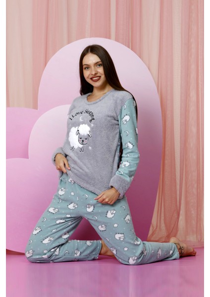 Kışlık Kadın Polar Pijama Takımı - Yılbaşı Pijaması