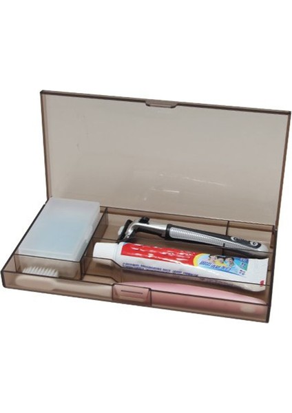 Plastik 5 Bölmeli Çok Amaçlı Seyahat Kutusu Siyah Renk