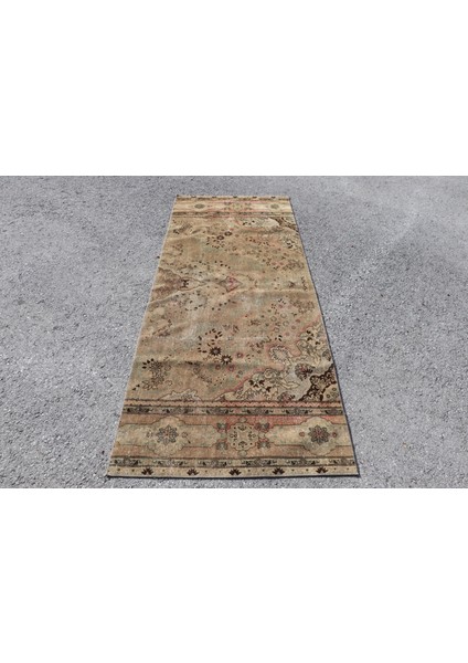 Türk Halısı, Eskitme Halı, Halı, 100X260 cm Kahverengi Halı, Bohemsı Mutfak Halı, 2146