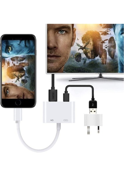 HDMI 1080P Full Hd Iphone, Ipad To Tv Bağlantı Kablosu Ses/video Adaptörü Av Lightning Dönüştürücü