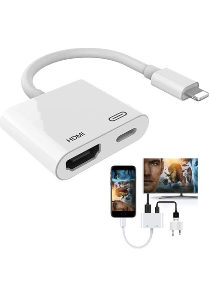 HDMI 1080P Full Hd Iphone, Ipad To Tv Bağlantı Kablosu Ses/video Adaptörü Av Lightning Dönüştürücü