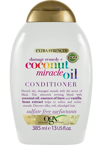 Coconut Miracle Oil For Very Damaged Hair Repairing Nourishing Conditioner 385ML