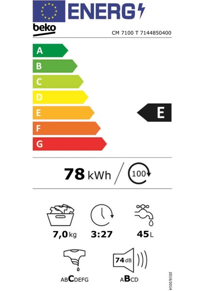 cm 7100 T 7 kg Çamaşır Makinesi E Enerji