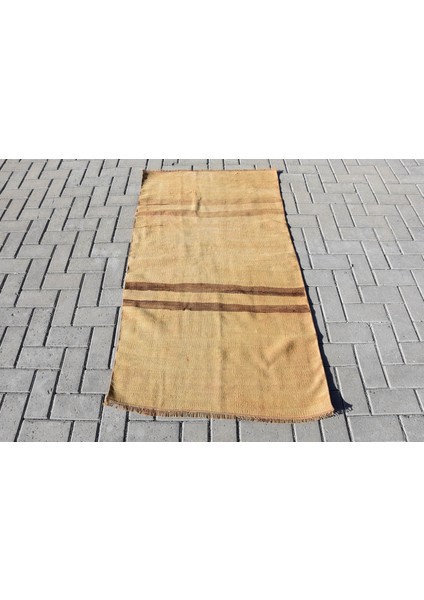 Eskitme Halı, Türk Halısı, Halı, 84X152 cm Kahverengi Halı, Yün Mutfak Halı, Organik Yatak Odası Hal