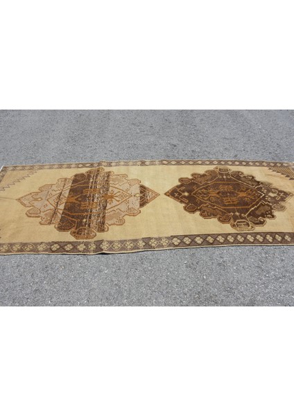 Türk Halısı, Eskitme Halı, Halı, 117X328 cm Bej Halı, El Yapımı Mutfak Halı, Organik Mutfak Halı, 9 fırsatları