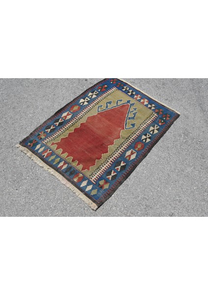 Türk Halısı, Eskitme Halı, Halı, 92X125 cm Yeşil Halı, Bohemsı Hediyelik Halı, El Dokuma Giriş Halı,