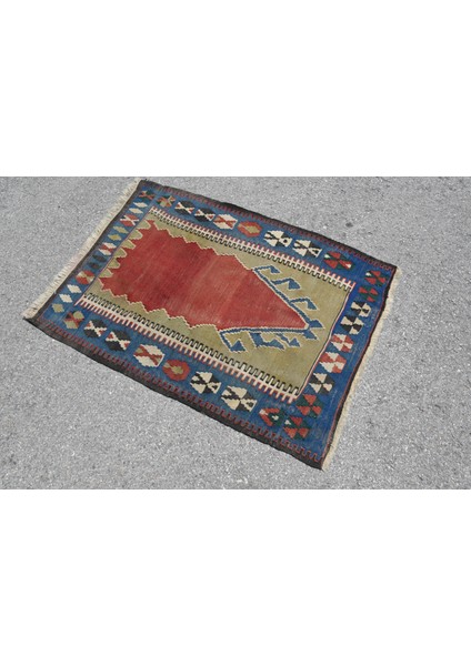 Türk Halısı, Eskitme Halı, Halı, 92X125 cm Yeşil Halı, Bohemsı Hediyelik Halı, El Dokuma Giriş Halı,