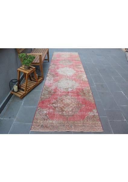 Eskitme Halı, Türk Halısı, Halı, 106X378 cm Kırmızı Halı, Kabilesı Merdiven Halı, 4867