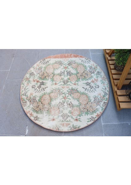 Eskitme Halı, Türk Halısı, Halı, 85X85 cm Turuncu Halı, Bohemsı Küçük Halı, Bahçe Duvar Asma Halı,