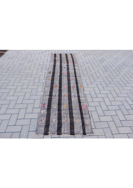 Türk Halısı, Eskitme Halı, Halı, 78X270 cm Bej Halı, El Yapımı Merdiven Halı, Dekoratif Mutfak Halı,