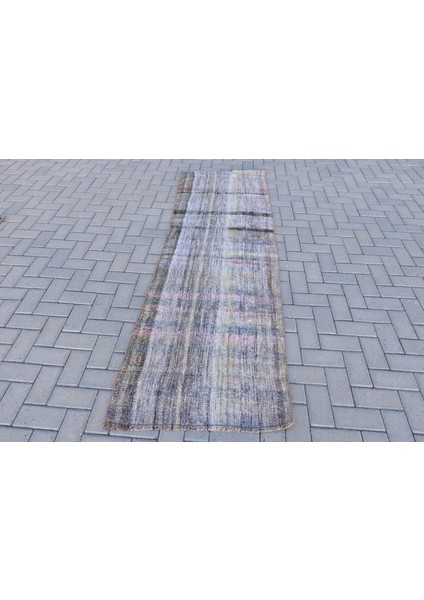 Eskitme Halı, Türk Halısı, Halı, 78X243 cm Siyah Halı, Anadolusı Merdiven Halı, 8358