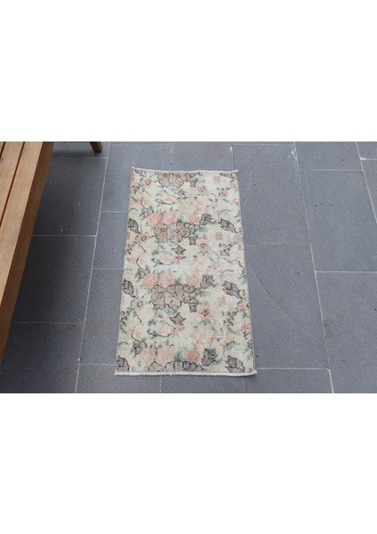 Türk Halısı, Eskitme Halı, Halı, 50X88 cm Bej Halı, Kabilesı Mutfak Halı, Hediyelik Halı, 6858