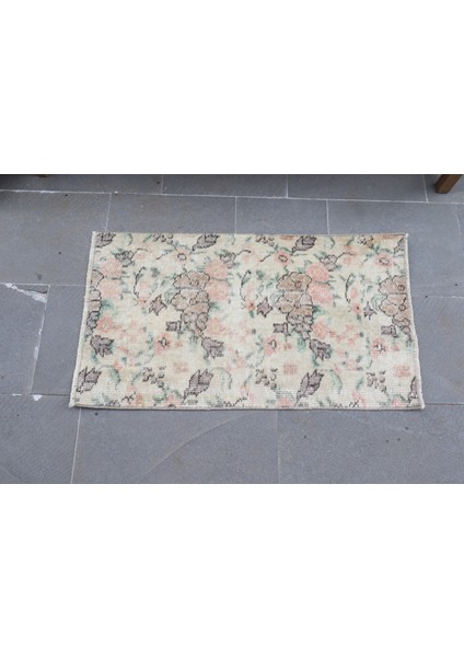 Türk Halısı, Eskitme Halı, Halı, 50X88 cm Bej Halı, Kabilesı Mutfak Halı, Hediyelik Halı, 6858 modelleri