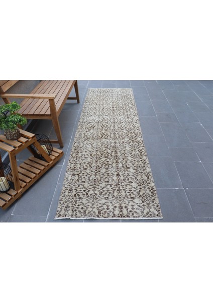 Eskitme Halı, Türk Halısı, Halı, 87X272 cm Kahverengi Halı, Organik Merdiven Halı, 6879