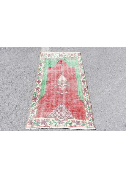 Eskitme Halı, Türk Halısı, Halı, 80X141 cm Yeşil Halı, El Dokuma Mutfak Halı, Bohemsı Duvar Asma Hal