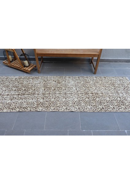 Eskitme Halı, Türk Halısı, Halı, 87X272 cm Kahverengi Halı, Organik Merdiven Halı, 6879 modelleri