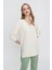 Tena Moda Kadın Ekru V Yaka Salaş Triko Kazak 2