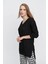 Tena Moda Kadın Siyah V Yaka Salaş Triko Kazak 4