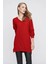 Tena Moda Kadın Kırmızı V Yaka Salaş Triko Kazak 3