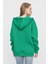 Tena Moda Kadın Benetton Yeşil Kapüşonlu Oversize Fermuarlı Sweatshirt 4