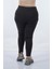 Büyük Beden Yüksek Bel Lastikli Siyah Kadın Tayt 22233414 4