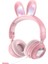 Mikrofonlu Kablosuz Sevimli Tavşanlar Kızlar LED Stereo Müzik Bluetooth Kulaklık (Yurt Dışından) 1