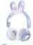 Mikrofonlu Kablosuz Sevimli Tavşanlar Kızlar LED Stereo Müzik Bluetooth Kulaklık (Yurt Dışından) 1