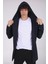 Erkek Lacivert Regular Fit Kapüşonlu Uzun Hırka RF0002 1