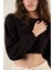 Siyah Kısa Crop Sweat 2