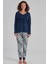 Kadın ESK31522 V Yaka Nakışlı Pijama Takım 23K 1